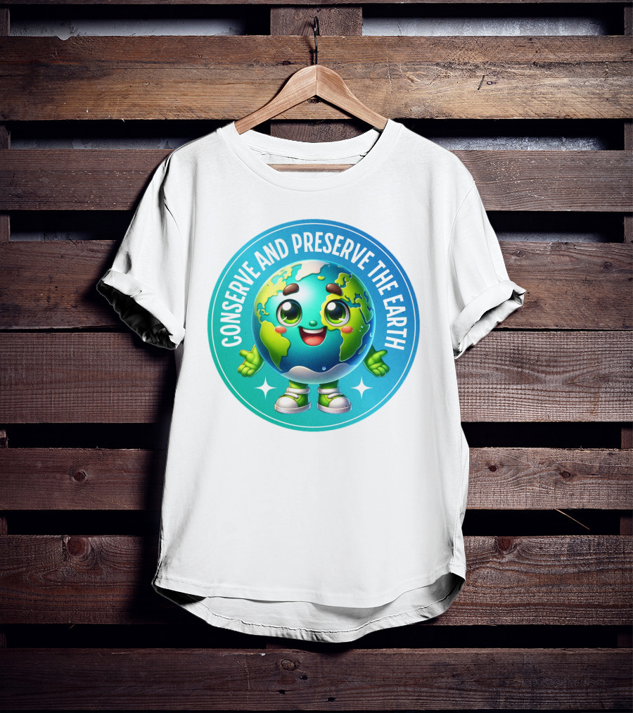 Conserve And Preserve The Earth Retro Earth Day Celebration Mascot T-Shirt