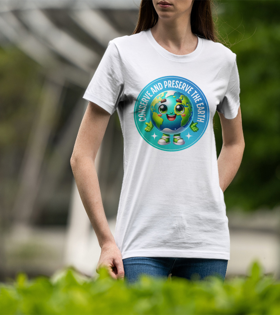Conserve And Preserve The Earth Retro Earth Day Celebration Mascot T-Shirt