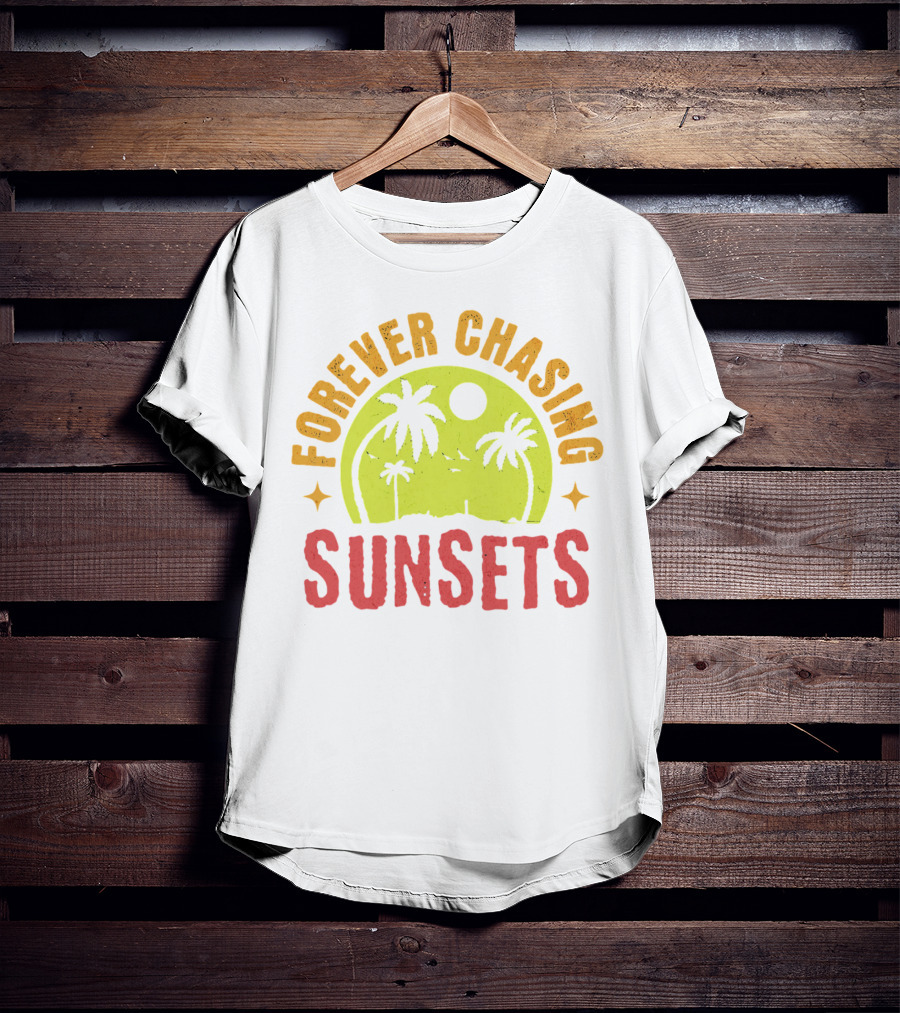 Forever Chasing Sunsets Retro Vintage Summer Vacation T-Shirt