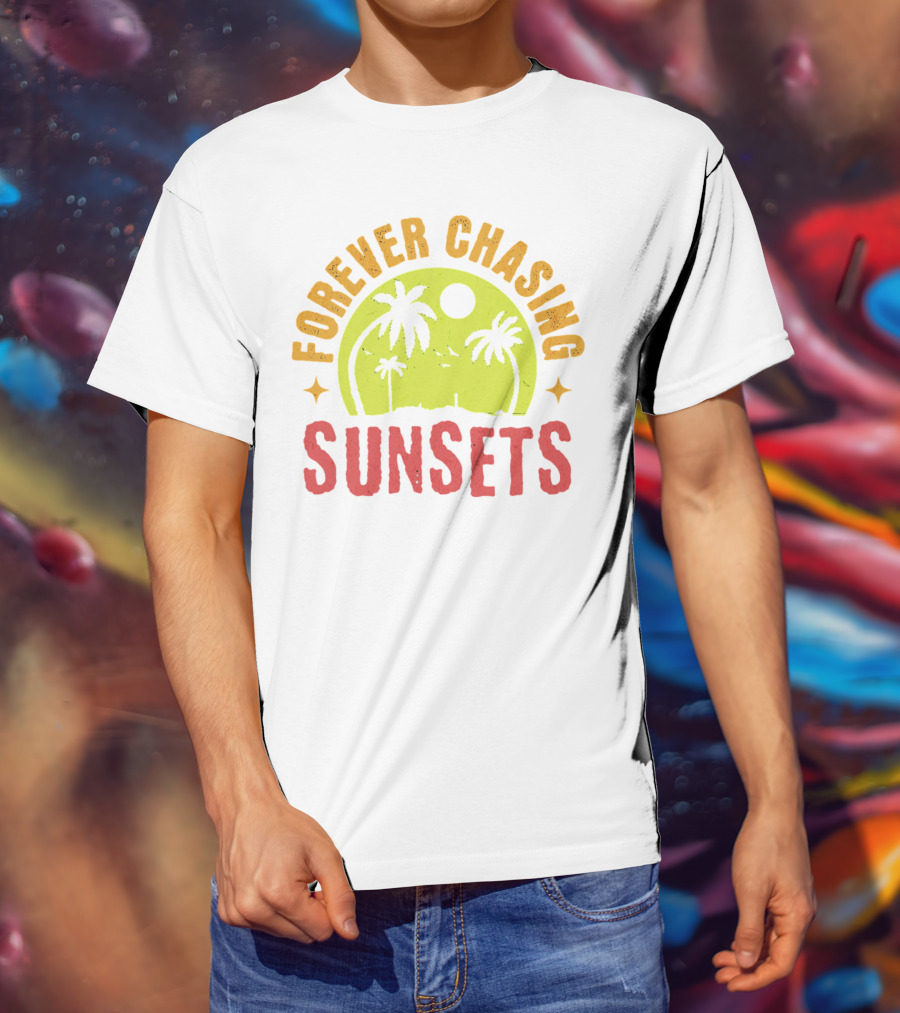 Forever Chasing Sunsets Retro Vintage Summer Vacation T-Shirt
