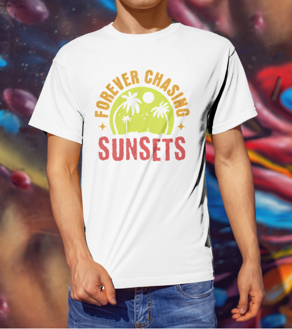 Forever Chasing Sunsets Retro Vintage Summer Vacation T-Shirt