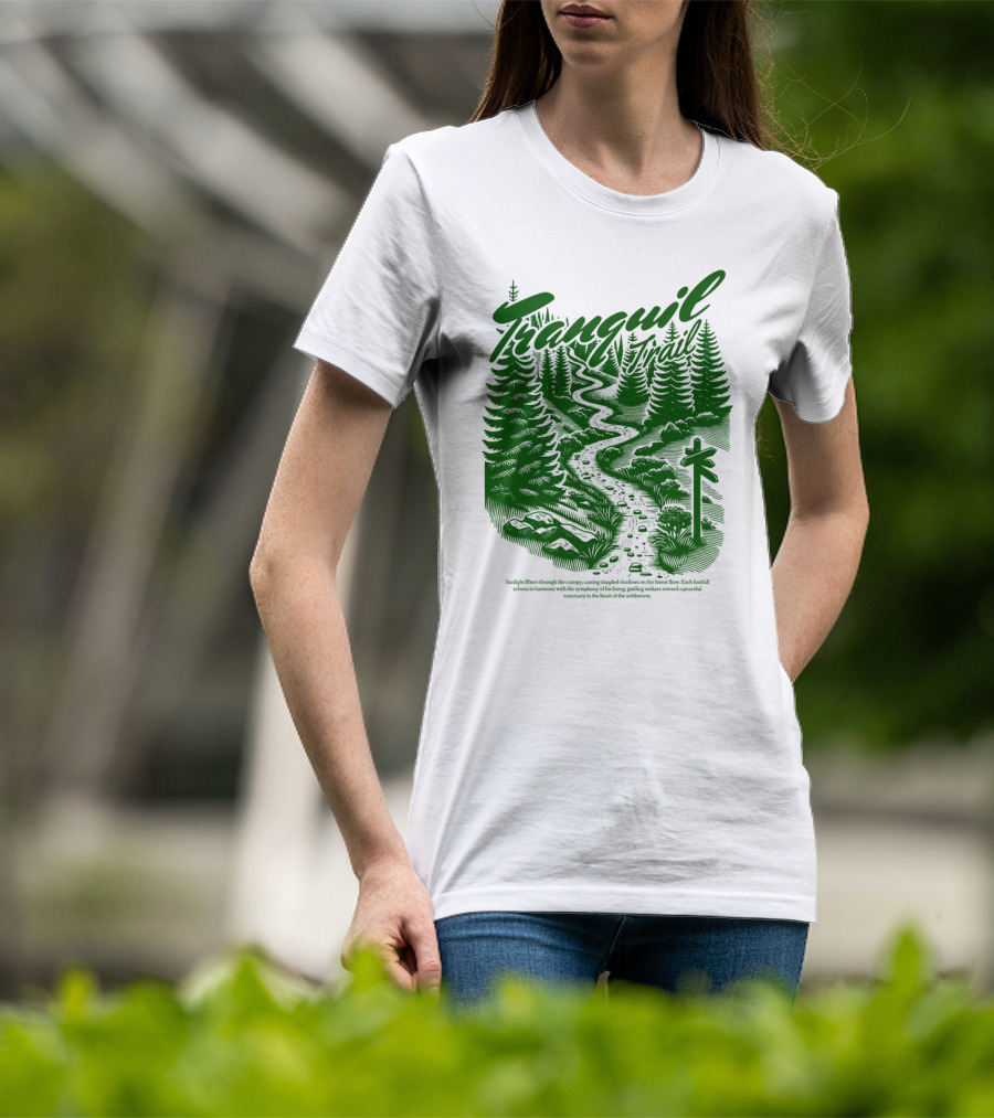 Tranquil Trail Scenic Forest Pathway Journey T-Shirt