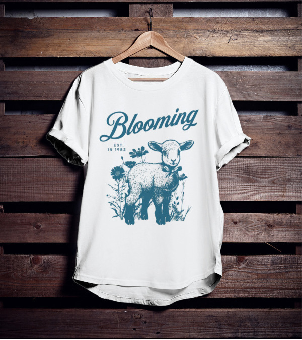 Blooming Vintage Style Est. In 1982 Lamb And Flowers T-Shirt