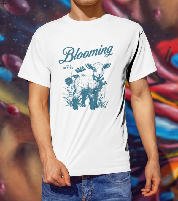 Blooming Vintage Style Est. In 1982 Lamb And Flowers T-Shirt