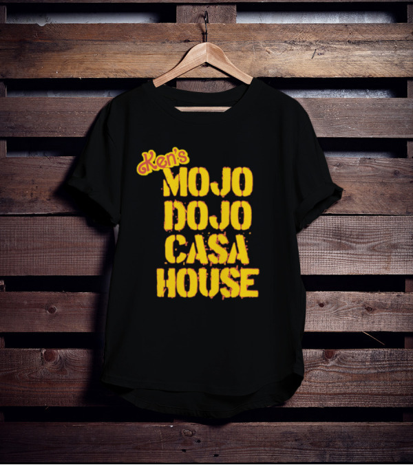 Ken's Mojo Dojo Casa House Yellow Grunge Text T-Shirt