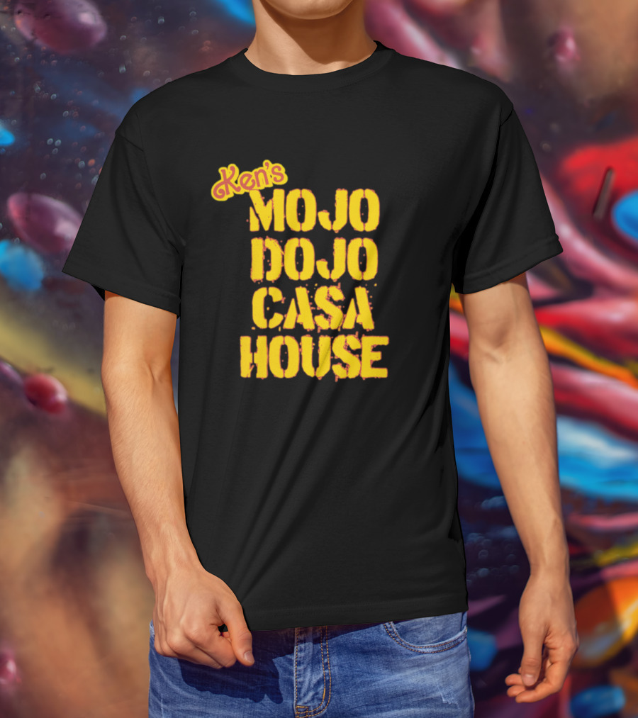 Ken's Mojo Dojo Casa House Yellow Grunge Text T-Shirt
