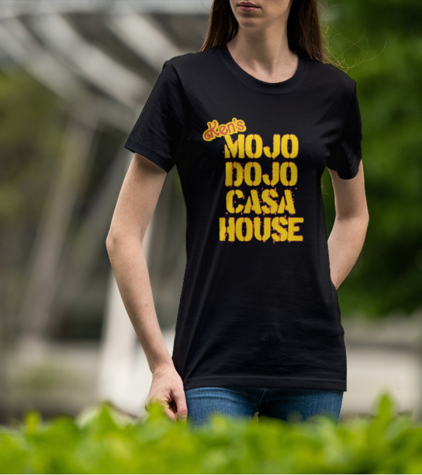 Ken's Mojo Dojo Casa House Yellow Grunge Text T-Shirt