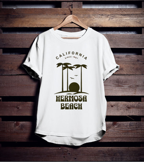 Hermosa Beach California Since 1907 Palm Trees Sunset T-Shirt