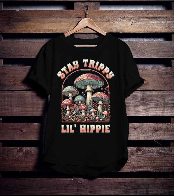 Stay Trippy Lil' Hippie Boho Groovy Mushroom T-Shirt