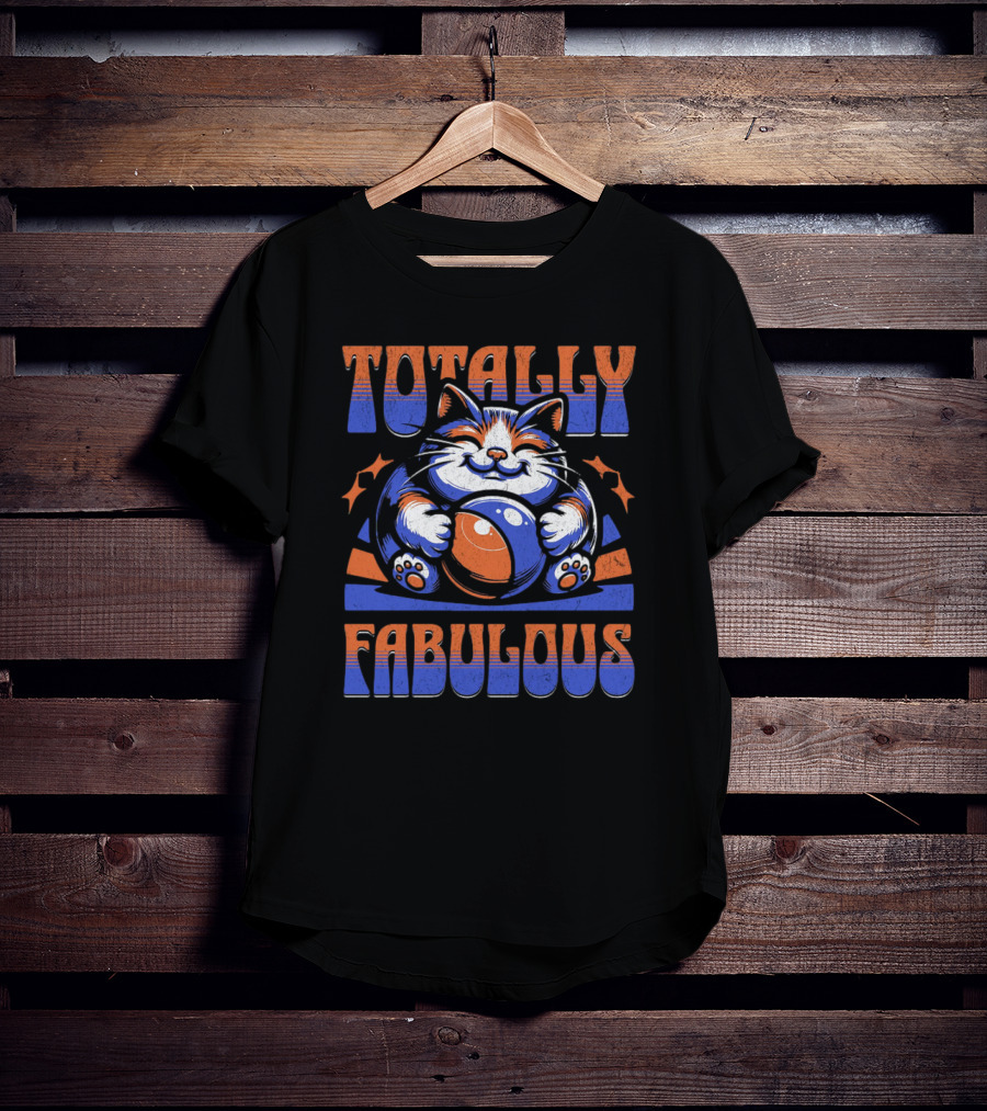 Totally Fabulous Cat With Beach Ball And Stars T-Shirt