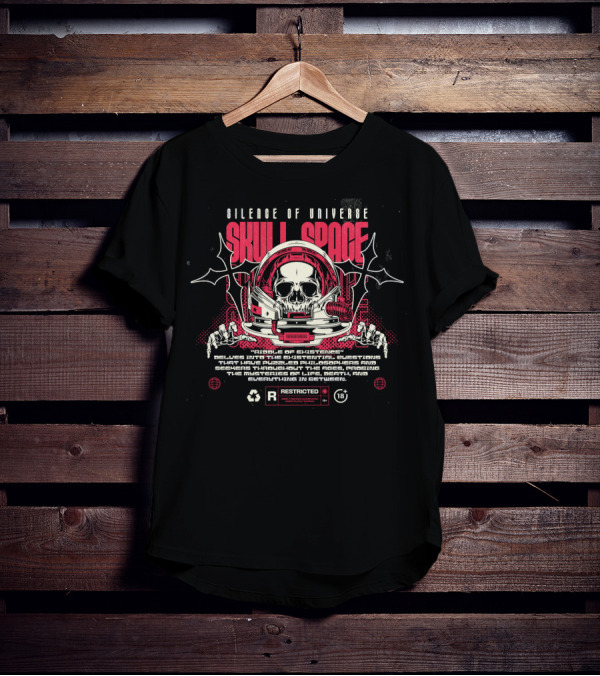 Silence Of Universe Skull Space Riddle Of Existence Restricted 18+ T-Shirt