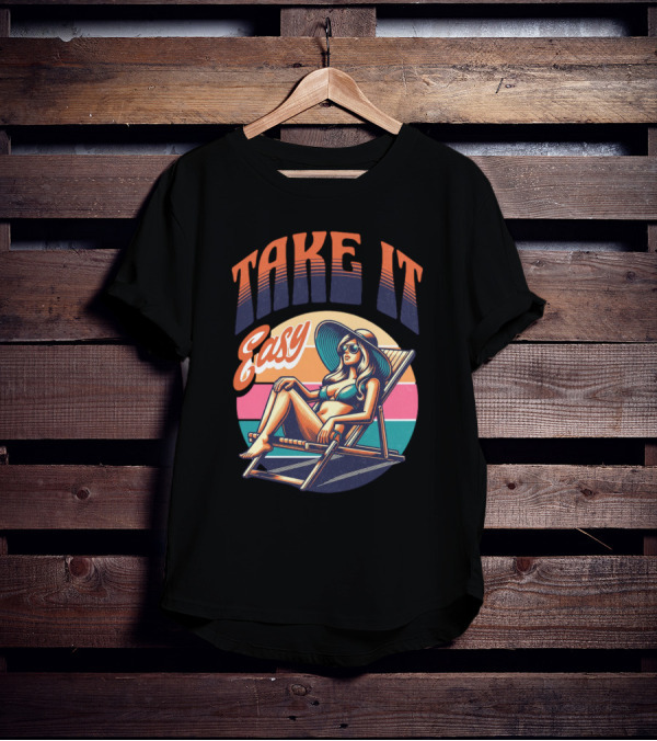Take It Easy Summer Beach Retro Sunbathing Vibes T-Shirt