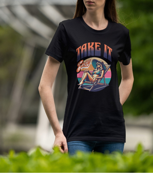 Take It Easy Summer Beach Retro Sunbathing Vibes T-Shirt