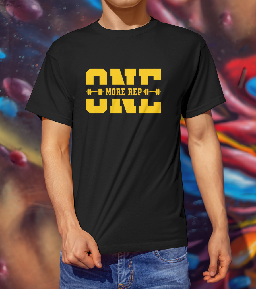 ONE MORE REP Barbell Motivational Fitness T-Shirt