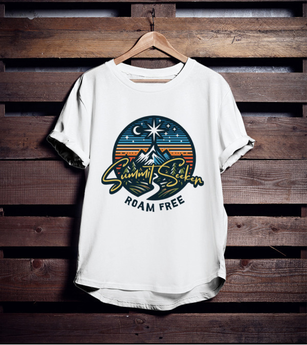 Summit Seeker Roam Free Mountain Adventure Night Sky T-Shirt