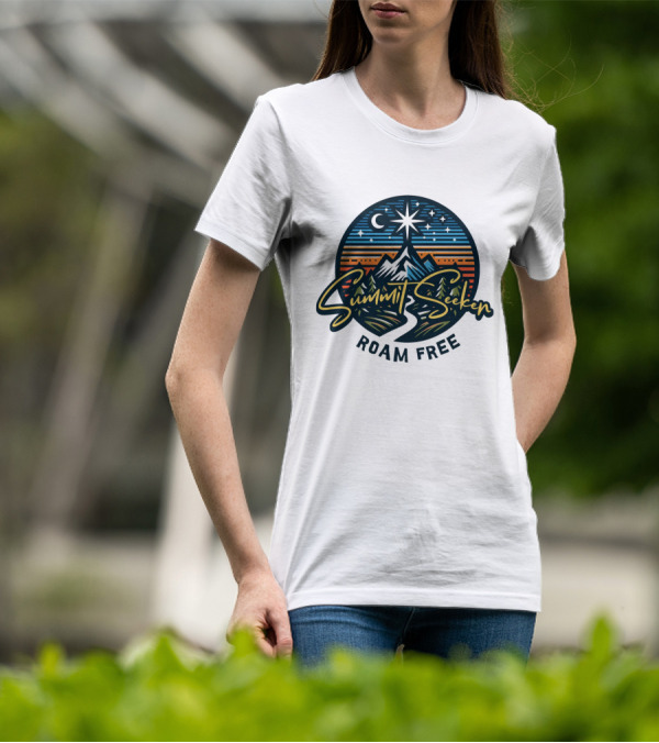 Summit Seeker Roam Free Mountain Adventure Night Sky T-Shirt
