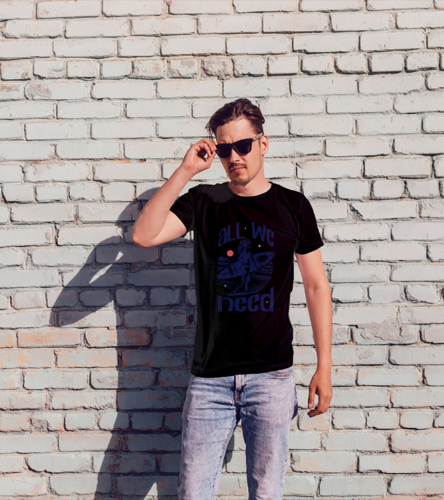 All We Need Surfer Moonlit Beach Vintage T-Shirt