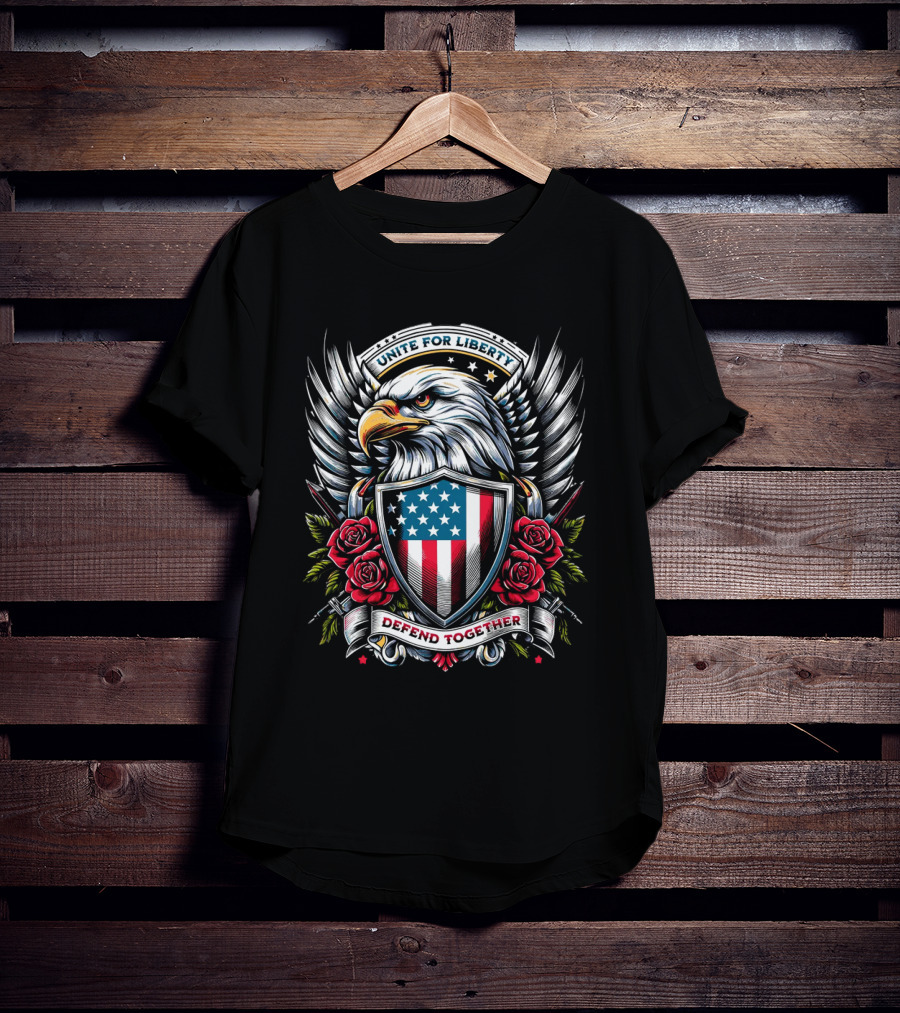 Unite For Liberty Eagle Shield Roses Defend Together T-Shirt