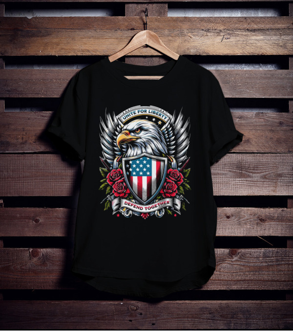 Unite For Liberty Eagle Shield Roses Defend Together T-Shirt
