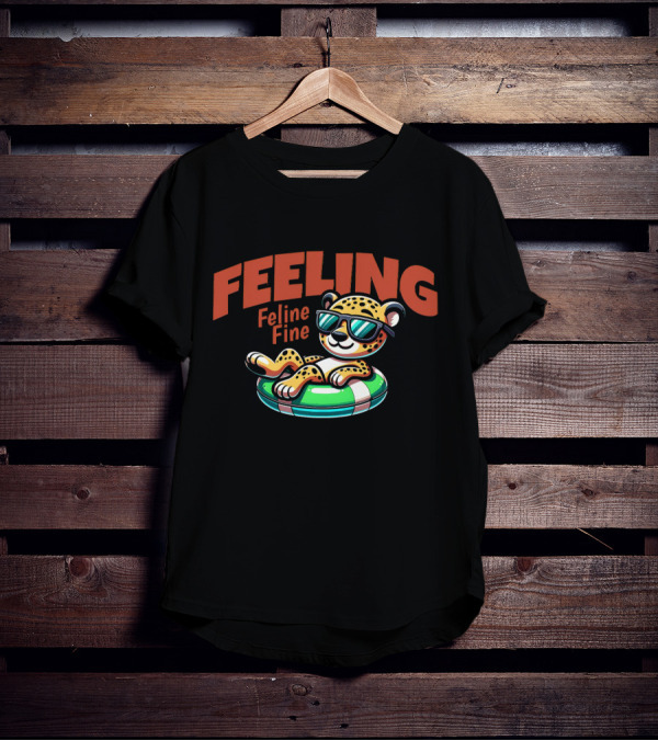 Feeling Feline Fine Leopard With Sunglasses On Pool Float T-Shirt