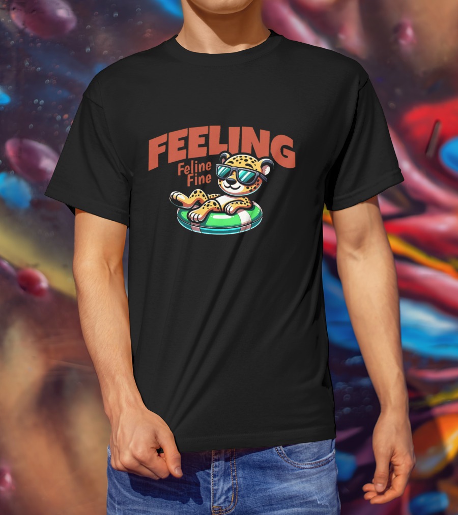 Feeling Feline Fine Leopard With Sunglasses On Pool Float T-Shirt