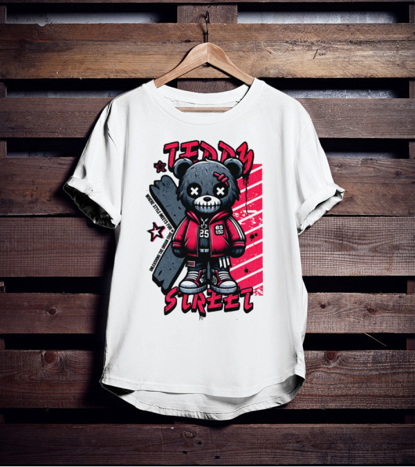 Teddy Street 85 Haunted Teddy Bea With Grunge Style Elements T-Shirt