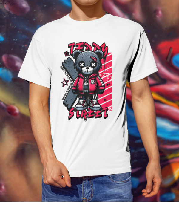Teddy Street 85 Haunted Teddy Bea With Grunge Style Elements T-Shirt