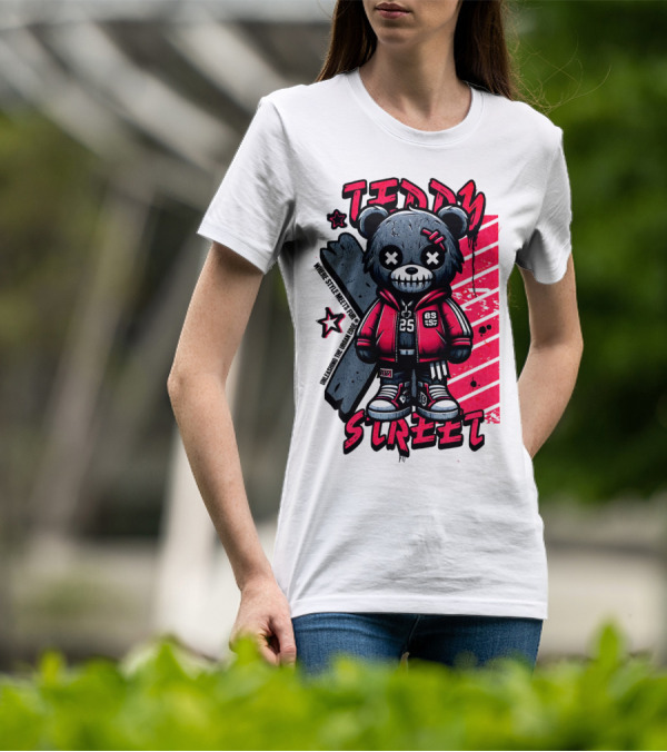 Teddy Street 85 Haunted Teddy Bea With Grunge Style Elements T-Shirt