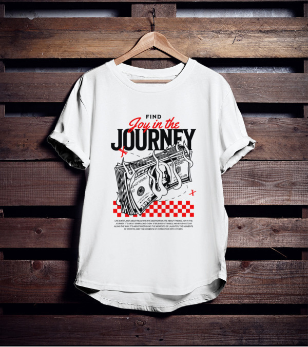 Find Joy In The Journey Dollar Bills Red Checker Elements T-Shirt