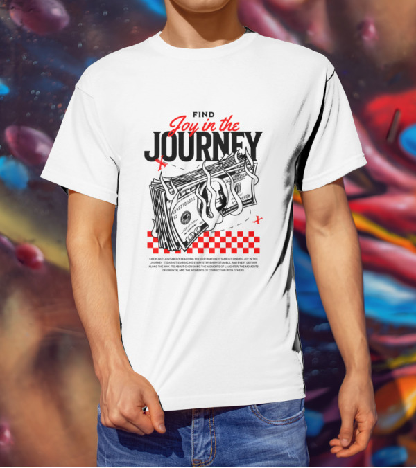 Find Joy In The Journey Dollar Bills Red Checker Elements T-Shirt