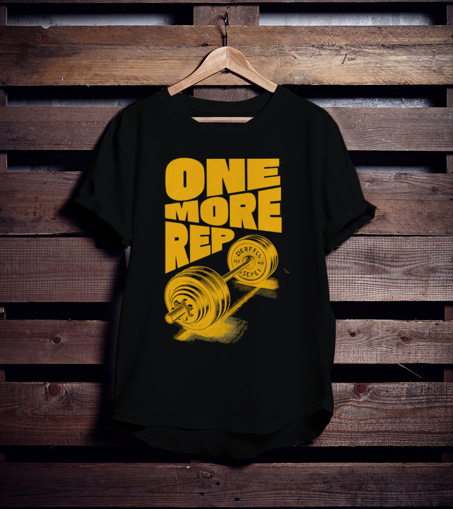 ONE MORE REP 552 DERFFIL SEPEL Barbell Motivation T-Shirt