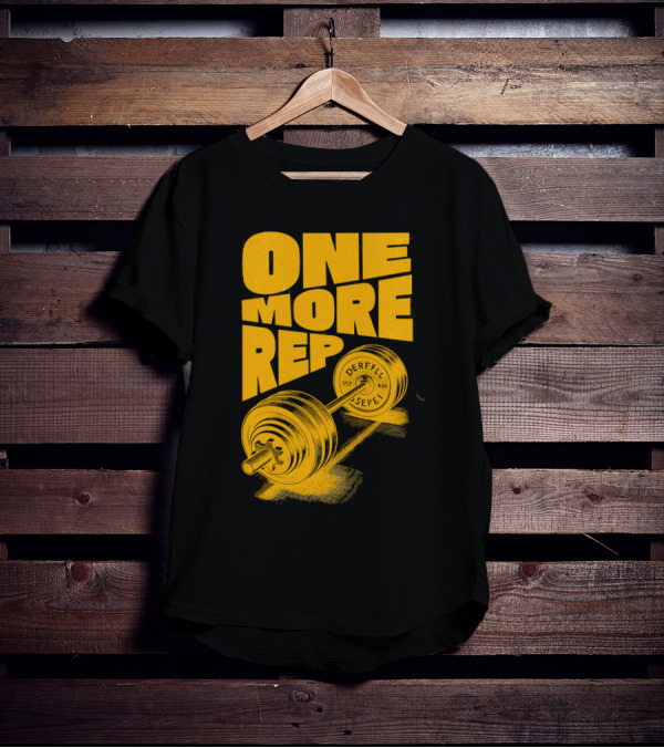 ONE MORE REP 552 DERFFIL SEPEL Barbell Motivation T-Shirt