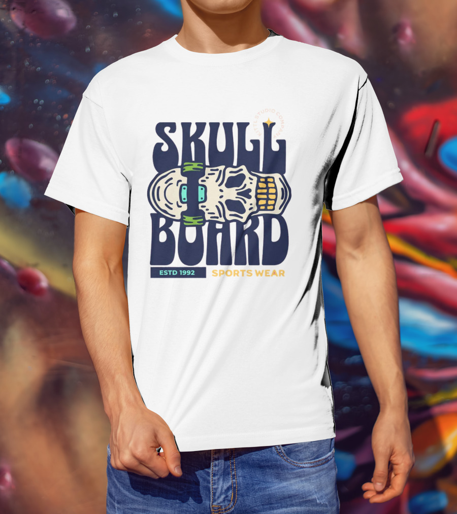 SKULL BOARD ESTD 1992 SPORTS WEAR KTTTL STUDIO COMPANY T-Shirt