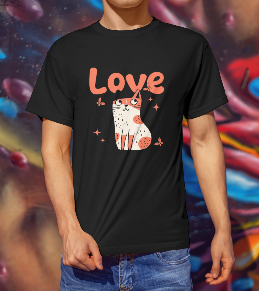 Born To Love Unleash The Pawsitivity Cat Butterflies T-Shirt