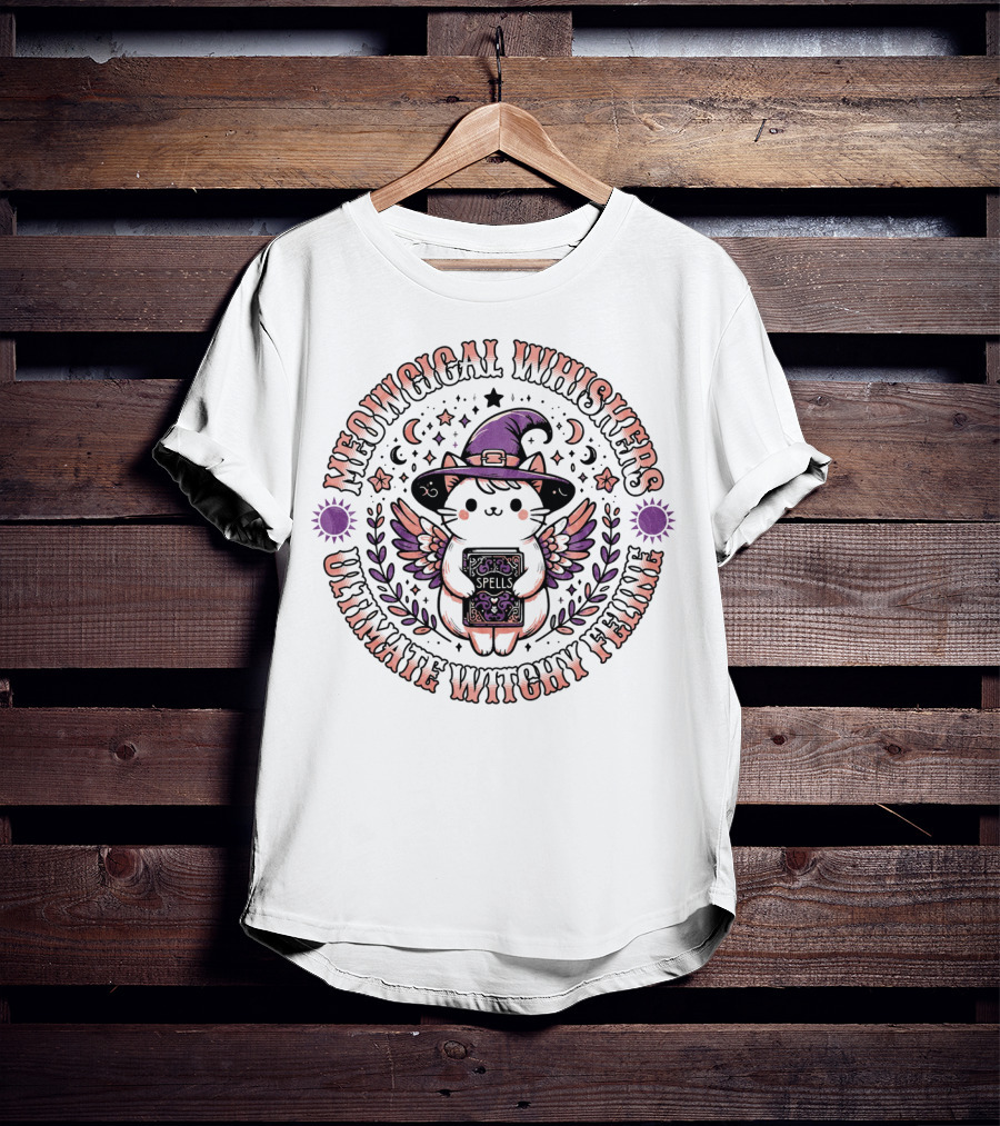 Meowgical Whiskers Ultimate Witchy Feline Spells Cute Halloween Cat T-Shirt