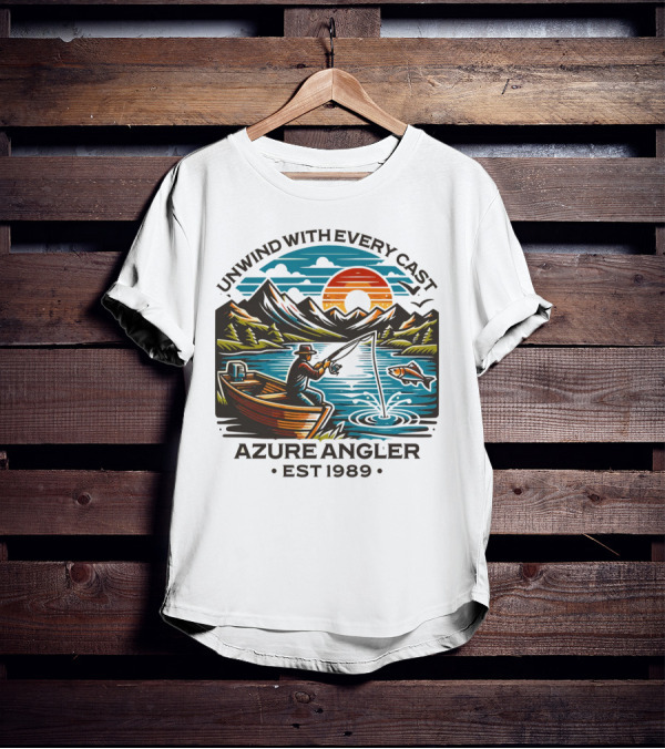 Unwind With Every Cast Azure Angler Est 1989 T-Shirt