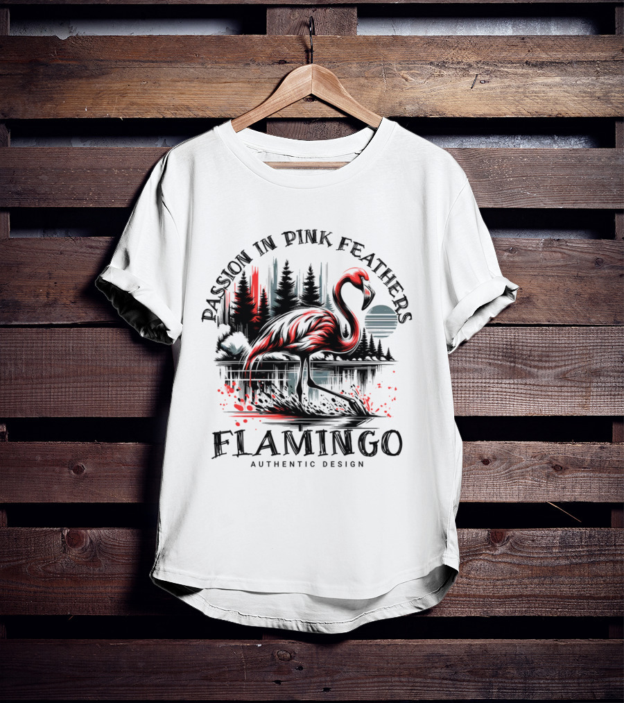 Passion In Pink Feathers Flamingo Authentic T-Shirt