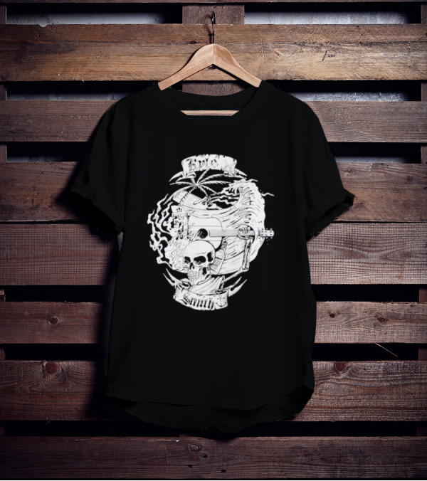 Kyle Smith Skull With Palm And Guitar Waves T-Shirt