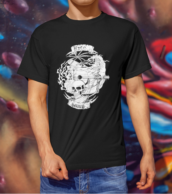 Kyle Smith Skull With Palm And Guitar Waves T-Shirt