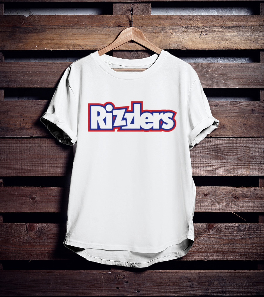Rizzlers Bold Red And Blue Retro Font T-Shirt