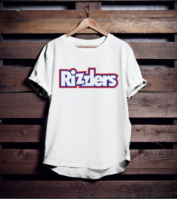 Rizzlers Bold Red And Blue Retro Font T-Shirt