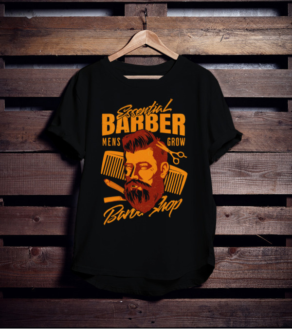 Essential Barber Mens Grow Barber Shop T-Shirt