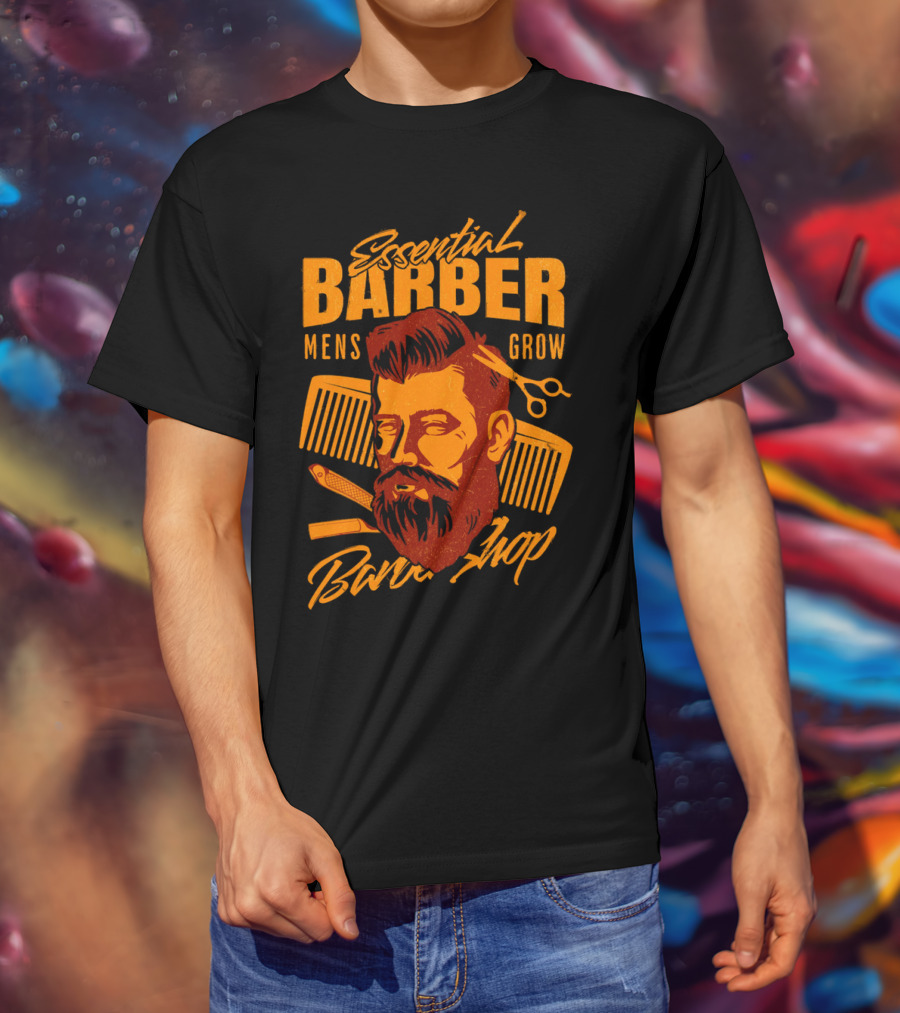 Essential Barber Mens Grow Barber Shop T-Shirt