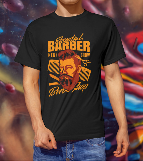 Essential Barber Mens Grow Barber Shop T-Shirt