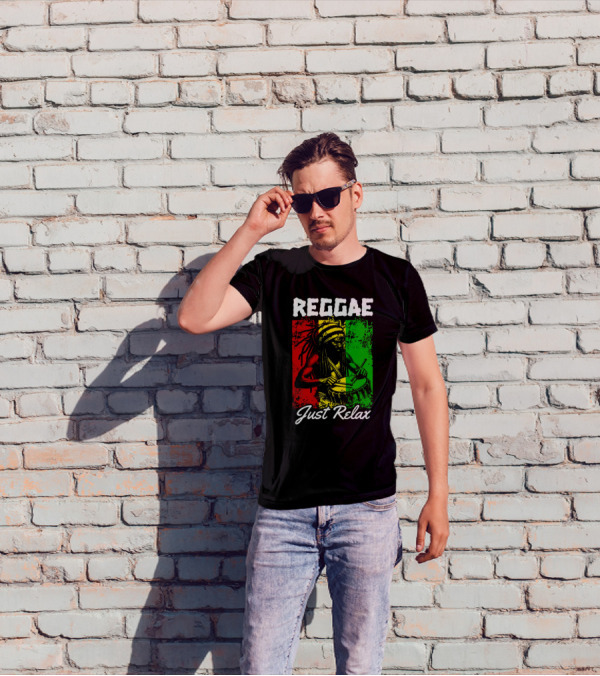 REGGAE Just Relax Rasta Drummer Red Yellow Green T-Shirt