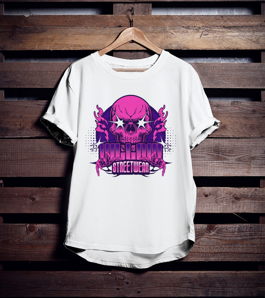 Villain Streetwear Skull Flames Urban Gothic Aesthetic T-Shirt