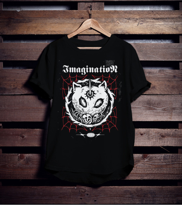 Imagination Fantasy Beast With Unicorn Horn And Spider Webs T-Shirt
