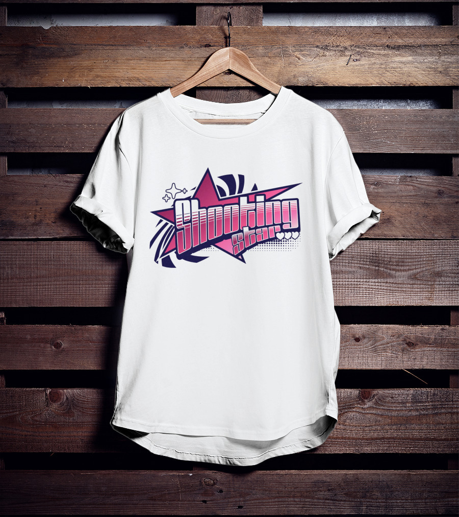 Shooting Star Pink Purple Stylized Text With Starburst Graphics T-Shirt