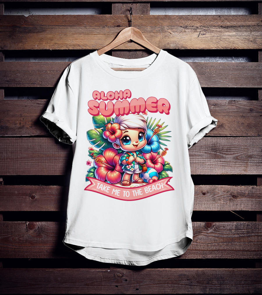 Aloha Summer Take Me To The Beach Hawaiian Tropical Cartoon T-Shirt