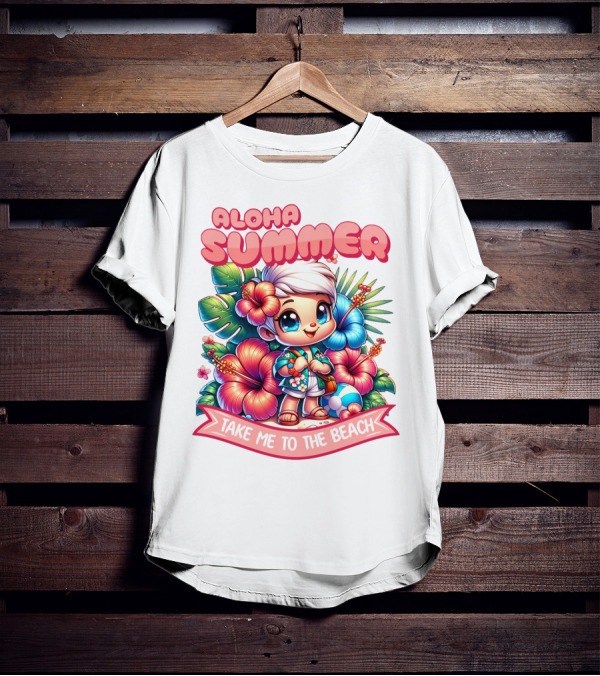 Aloha Summer Take Me To The Beach Hawaiian Tropical Cartoon T-Shirt